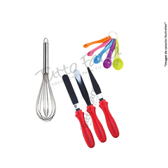 Set Bandeja Giratoria Tortera Espatula Bowl Batidor Cucharas - comprar online