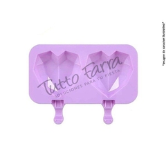 Paleta corazon diamante helado silicona x 2