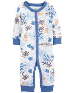 CARTER´S OSITO PIJAMA ALGODON CIERRE "TROPICAL CELESTE"