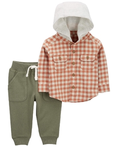 CARTER´S SET 2 PIEZAS REMERA CON CAPUCHA MANGAS LARGAS Y PANTALON "CUADRILLE"