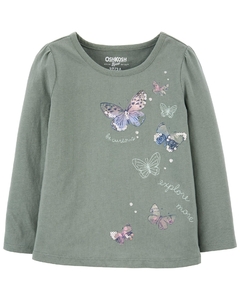 OSH KOSH REMERA MANGAS LARGAS "MARIPOSAS"