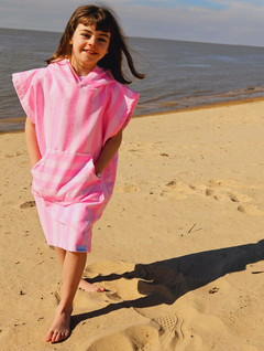 OCEAN5 Poncho Toalla Rayas Rosa - en internet