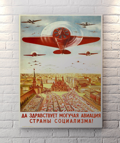 Poster original propaganda aviación soviética