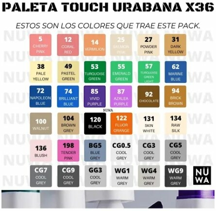 Marcadores Touch Doble Punta Nuwa Sketch X36 + Valija Regalo