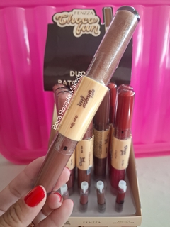 Batom Duo Lips Batom + Gloss - Coleção Choco Fun - Fenzza - Boca Rosada Makeup