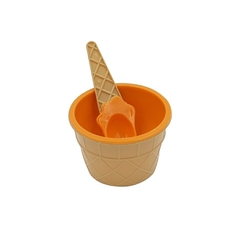 Potinho Multiuso Casquinha de Sorvete com Colher em Plástico Colorido - comprar online