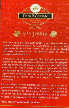 1 Caja x 10 u. de puros Flor de Copán San José Edición Limitada 2022 - Fortaleza media - Cepo 52 - Tiempo de Fumada 60 min. - (copia) en internet