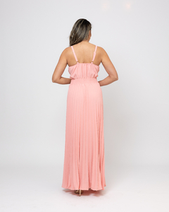 VESTIDO MIDI PLISSADO TAMIRES ROSA - loja online