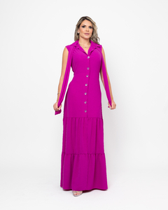 VESTIDO LONGO COM BOTÕES FUNCIONAIS JANE FUCSIA - comprar online