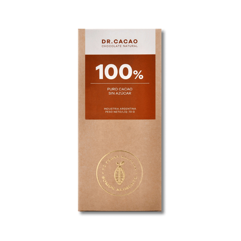 CHOCOLATE 100% Dr Cacao | Puro Cacao - Sin azúcar | 70g