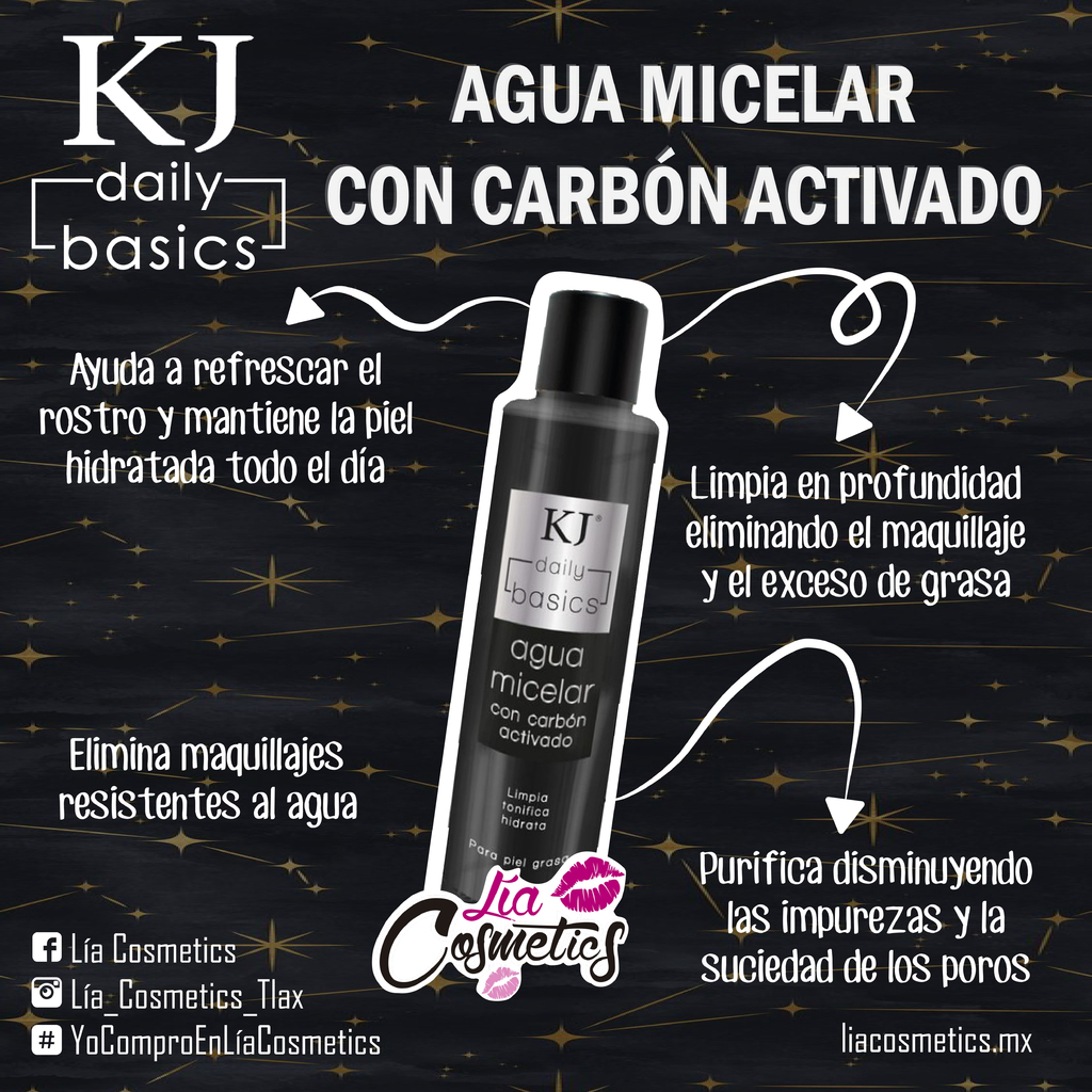 Agua Micelar con Carbón Activado KJ - Lía Cosmetics