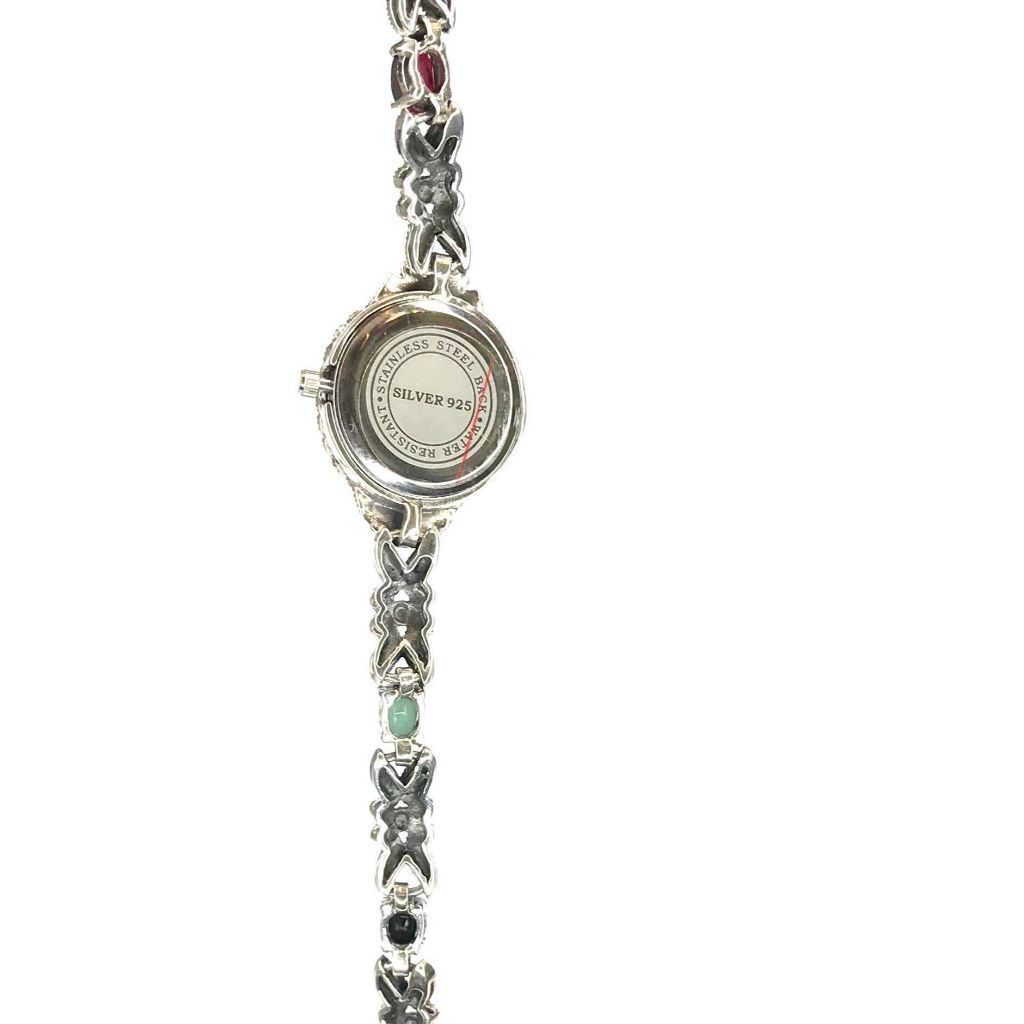Relógio de Prata e Marcassitas Rainha cravejado pedra rubi, esmeralda e  safira by Peça Rara