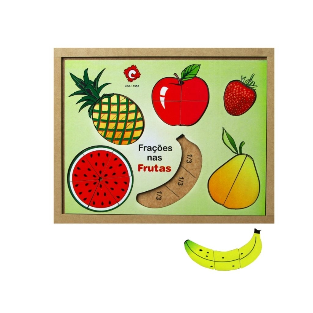 Brinquedo Educativo Pedagógico Frações nas Frutas Matemática 4 anos 21 peças