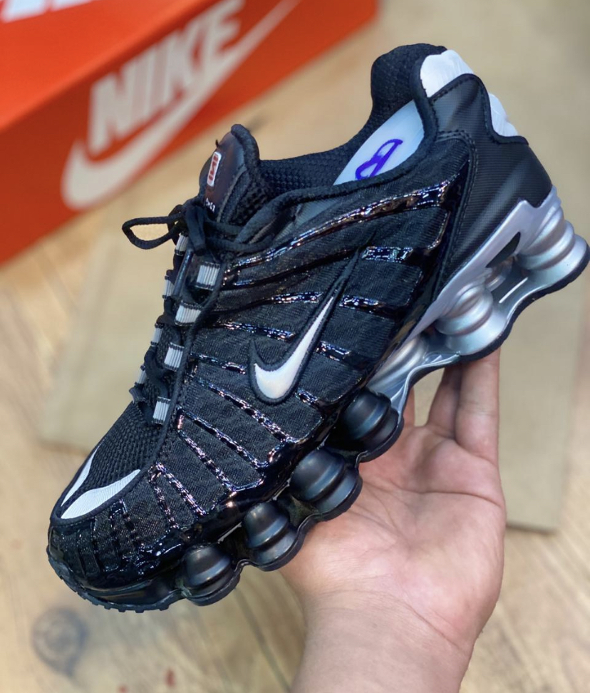 Nike shox best sale preto com prata