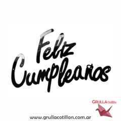 BANDERIN FELIZ CUMPLEAÑOS CURSIVA NEGRO