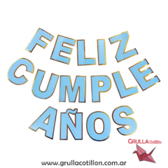 BANDERIN LETRAS CELESTE FELIZ CUMPLEAÑOS