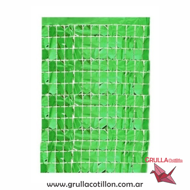 CORTINA METALIZADA PANEL VERDE Grulla Mayorista