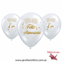 GLOBO ESTAMPADO FELIZ ANIVERSARIO x5