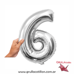 GLOBO NUMERO PLATEADO 16"