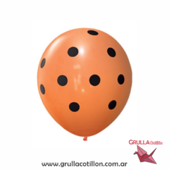 GLOBOS NARANJA LUNARES NEGRO HALLOWEEN x12