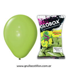 BOLSA GLOBO PERLADO VERDE MANZANA 12" x50