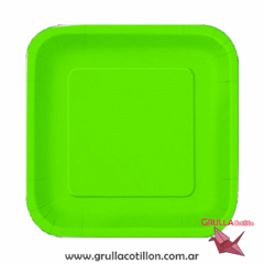 PLATO CUADRADO VERDE FLUO x8