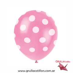 GLOBO ROSA CON LUNARES x12