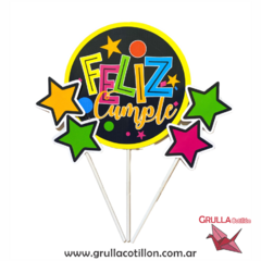 CAKE TOPPER x3 - FELIZ CUMPLE FLUO