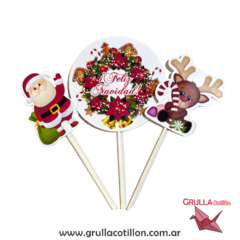 CAKE TOPPER x3 - FELIZ NAVIDAD