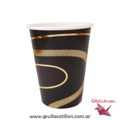 VASO ONDAS NEGRO Y DORADO x8