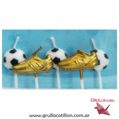 VELAS SET BOTINES Y PELOTAS X 5 PIEZAS