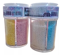 Mix x 4 celdas Micro perlas pastel PASTELAR (celeste, blanco, rosa, amarillo)