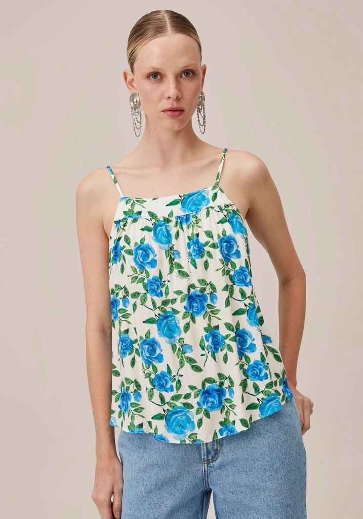 Blusa de sale alça fina estampada