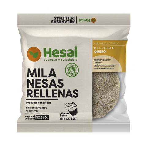 Milanesas rellenas de queso. 4 unid. 340 grs.