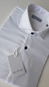 Camisa Elastizada Blanca Botón Oscuro (1101)