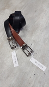 Cinturon reversible cuero negro/suela hebilla clasica