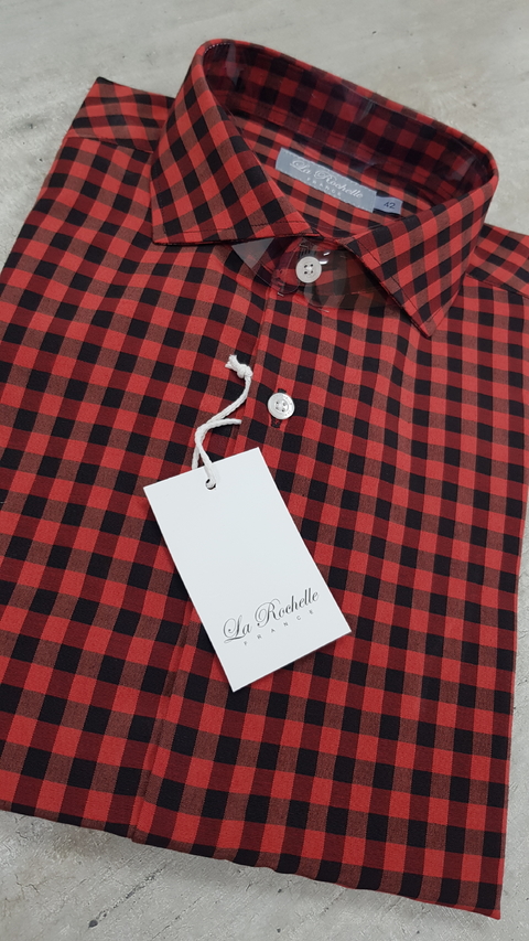 Camisa regular fit cuadrille bordo R123