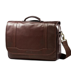SAMSONITE SCS LEATHER BUSINESS CASUAL MA GNETIC FLAPOVER BROWN