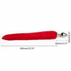 Plug de Metal Rabo de Raposa Vermelho 44cm - Médio Doce Libido