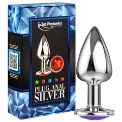 Plug Anal Silver (ABS) C/Pedra Roxa - Pequeno Doce Libido