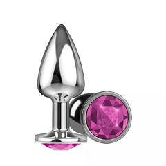 Plug Anal Silver (ABS) C/Pedra Rosa - Pequeno - Doce Libido