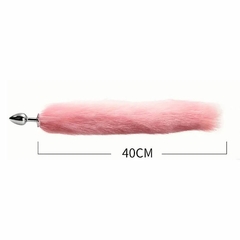 Plug de Metal Rabo de Raposa Rosa 40cm - Pequeno - Doce Libido