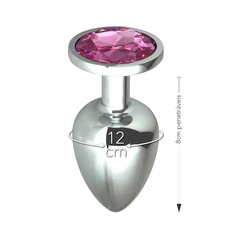 Plug de Metal c/Pedra Cristal Pink - Grande -Doce Libido