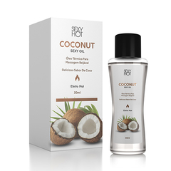 Óleo Térmico Vegano p/massagem beijável Coconut 30ml - Coco - Doce libido