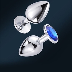 Plug de Metal c/Pedra Cristal Azul - Pequeno - Doce Libido