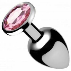 Plug de Metal c/Pedra Cristal Pink - Pequeno - Doce Libido