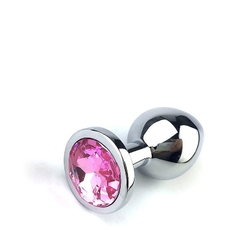 Plug de Metal c/Pedra Cristal Pink - Pequeno - Doce Libido