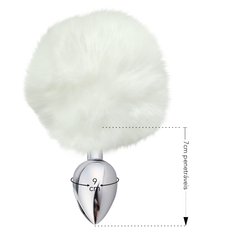 Plug de Metal c/Pompom de Coelho Branco - Pequeno - comprar online