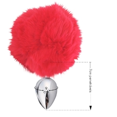 Plug de Metal c/Pompom de Coelho Vermelho - Médio - comprar online