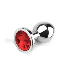 Plug de Metal c/Pedra Cristal Vermelha - Pequeno - Doce Libido